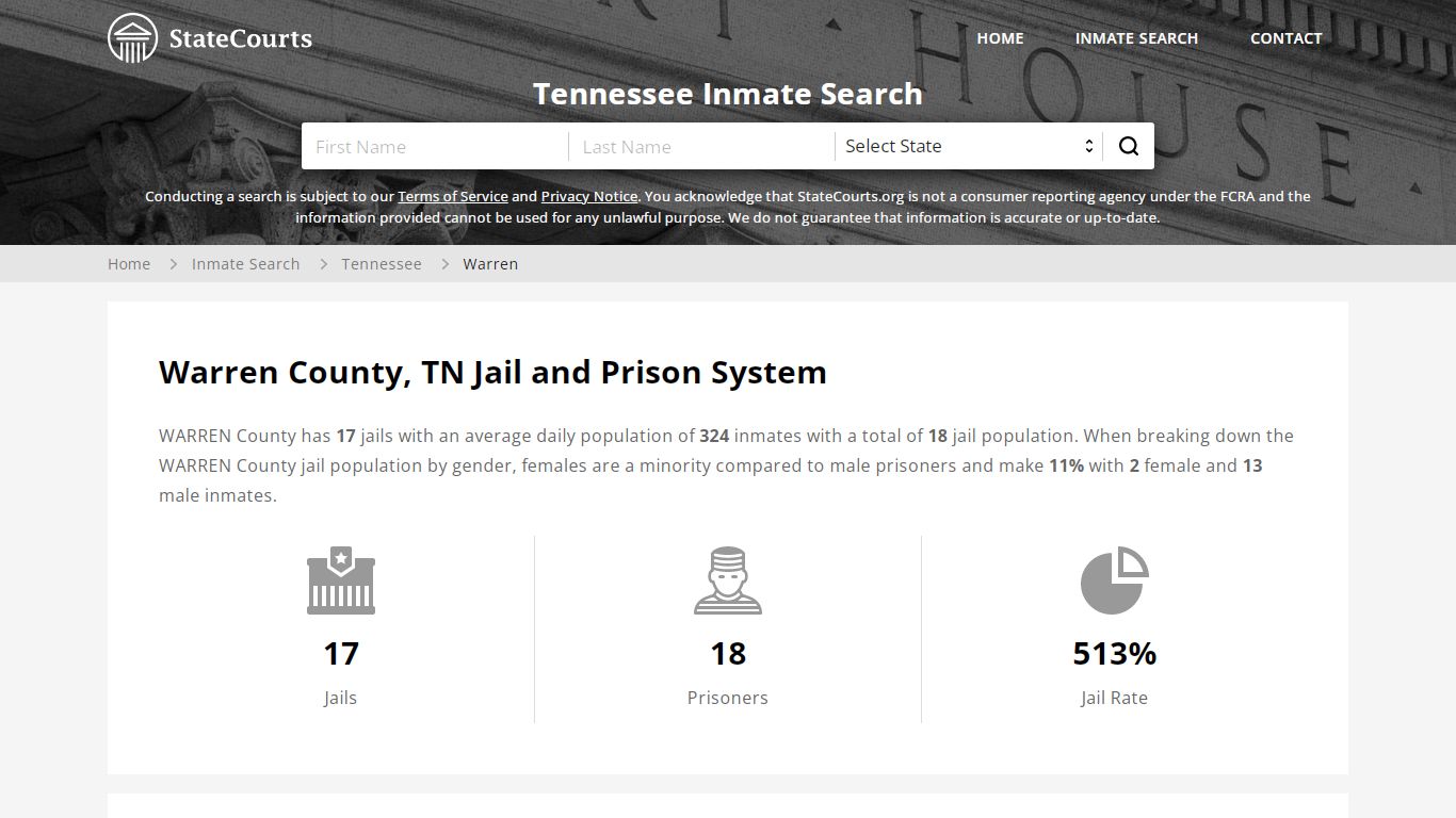 Warren County, TN Inmate Search - StateCourts